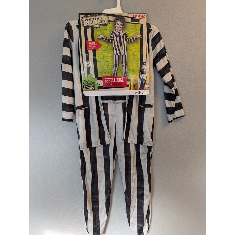 Beetlejuice Beetlejuice‎ Costume Kid's Small 6 Ages 5-7 Jumpsuit Jacket Tie NEW